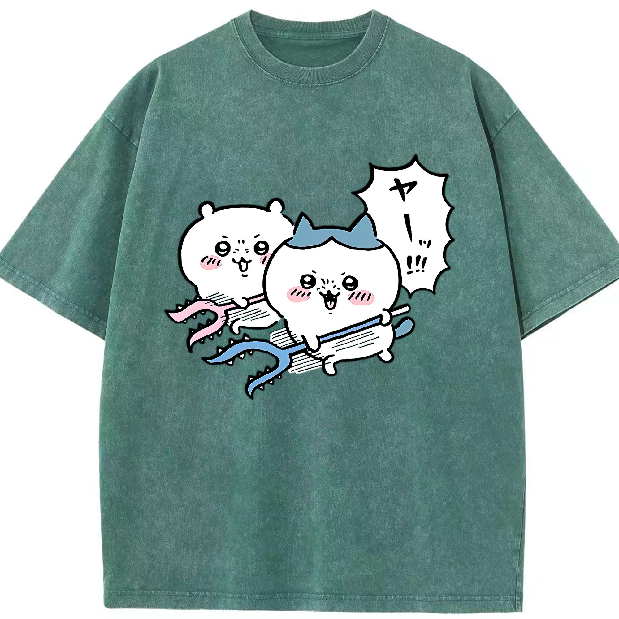 （画像用） ちいかわ ハチワレ Chii-kawa hachiware 綿100% ヴィンテージ風 半袖Tシャツ（フロントプリント）